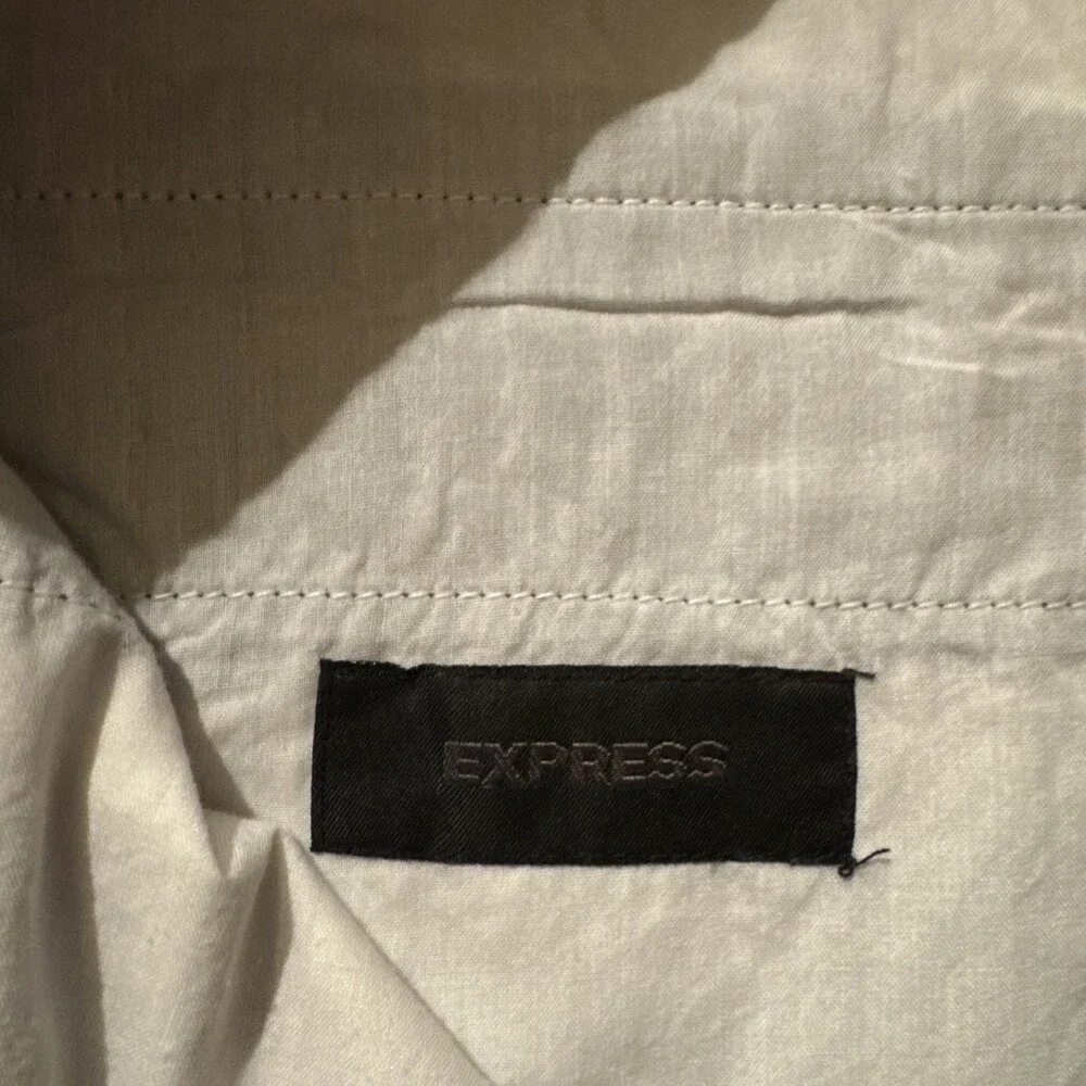 Express 💯 Linen Pants Men’s M (34x32) Blue Drawstring Button Fly Y2K Resort